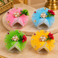 Laddu Gopal Mukut/Pearl & Kuri Design/Set of 4/ Size 4