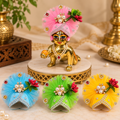 Laddu Gopal Mukut/Pearl & Kuri Design/Set of 4/ Size 4