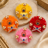Designer Laddu Gopal Pagdi / Mukut Set of 4 (Multicolor, Stone Work)