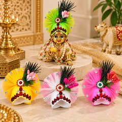 Gopal mukut with peacock feather / Size-3 / Set-4