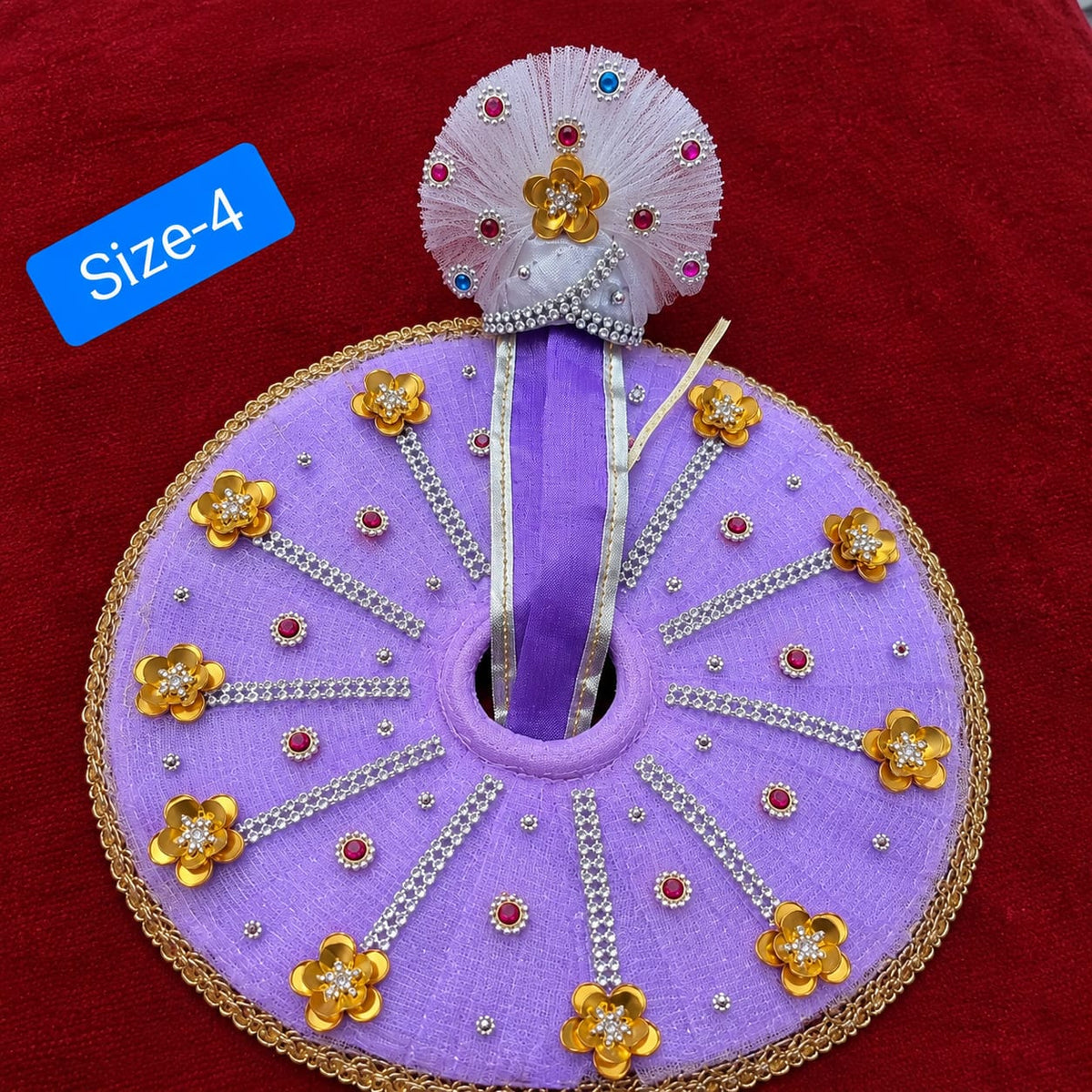 Laddu Gopal purple dress with mukut / size-4