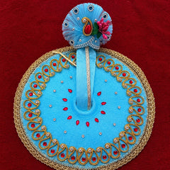 Laddu Gopal Sky Blue Dress with Beautiful Mukut – Size 4